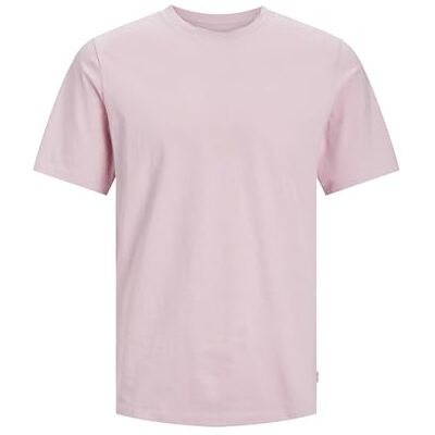 JACK & JONES T-shirt för män enfärgad rund hals t-shirt, Rosa nektar, L JACK & JONES T-shirt för män enfärgad rund hals t-shirt, Rosa nektar, L