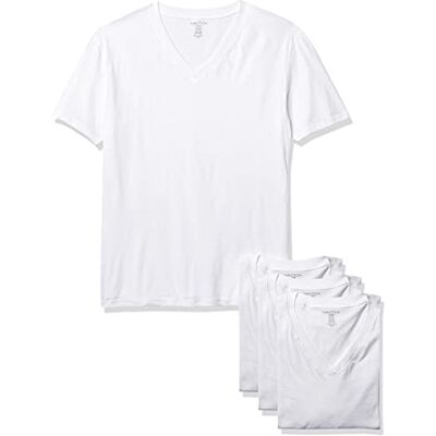 Nautica Men's 4 Pack Cotton V-Neck T-Shirts Undershirts, White, Medium Nautica Men's 4 Pack Cotton V-Neck T-Shirts Undershirts, White, Medium