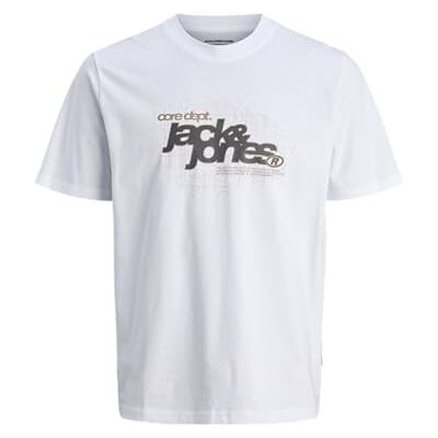 JACK & JONES Jcogrid varumärke Tee Ss Crew Neck, Ljus vit, M JACK & JONES Jcogrid varumärke Tee Ss Crew Neck, Ljus vit, M