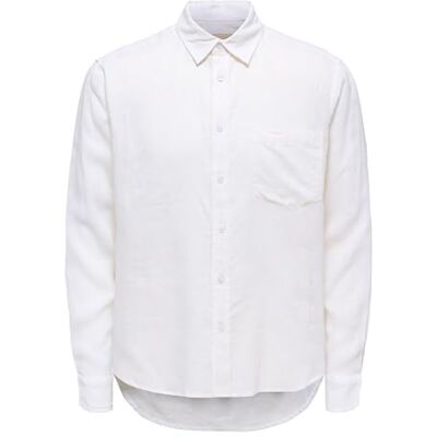 Only & Sons Onslaurence Ls linne Blend Shirt Noos, Ljus vit, L Only & Sons Onslaurence Ls linne Blend Shirt Noos, Ljus vit, L