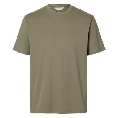 SELECTED MEN Slhspencer Rib Ss O-Neck Tee, Vetiver, S SELECTED MEN Slhspencer Rib Ss O-Neck Tee, Vetiver, S