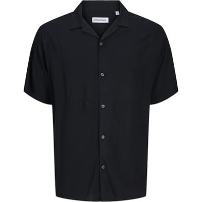 JACK & JONES Jjejeff Solid Resort Shirt S/S Sn, svart, 3XL JACK & JONES Jjejeff Solid Resort Shirt S/S Sn, svart, 3XL