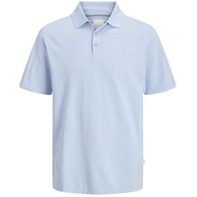 JACK & JONES pikétröja för män, enfärgad pikétröja, Chambray Blue, S JACK & JONES pikétröja för män, enfärgad pikétröja, Chambray Blue, S
