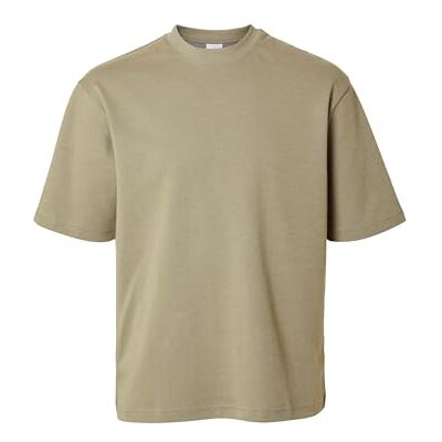 SELECTED HOMME T-shirt för män överdimensionerad kortärmad, Vetiver, XL SELECTED HOMME T-shirt för män överdimensionerad kortärmad, Vetiver, XL