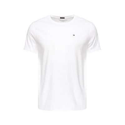 Tommy Hilfiger herr-t-shirt, kortärmad, rund halsringning, Vit (vit), L Tommy Hilfiger herr-t-shirt, kortärmad, rund halsringning, Vit (vit), L