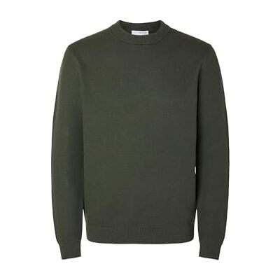 SELECTED HOMME Herr Slhdane Ls Knit Structure Crew Neck Noos stickad tröja, Skogsnatt, XL SELECTED HOMME Herr Slhdane Ls Knit Structure Crew Neck Noos stickad tröja, Skogsnatt, XL