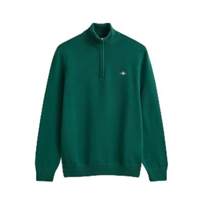 GANT Casual bomull halv dragkedja, Djup skogsgrön, M GANT Casual bomull halv dragkedja, Djup skogsgrön, M