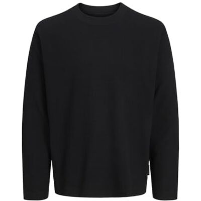 JACK & JONES Jcodynamic Fabric Tee Ls Crew Neck, svart, M JACK & JONES Jcodynamic Fabric Tee Ls Crew Neck, svart, M