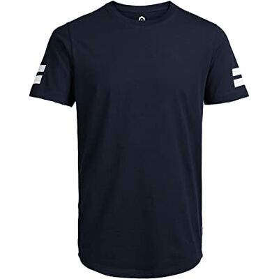 JACK & JONES T-shirt för män randig rund hals T-shirt, Blå (Navy Blazer Passform: reg), L JACK & JONES T-shirt för män randig rund hals T-shirt, Blå (Navy Blazer Passform: reg), L