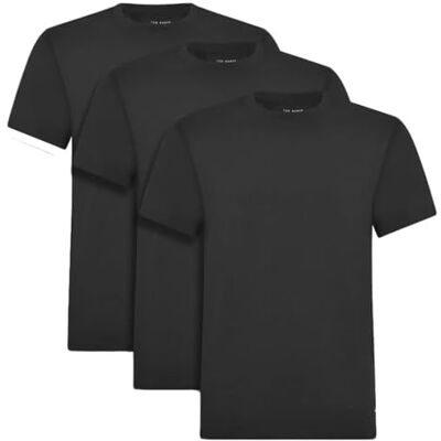 Ted Baker Herr 3-pack andningsbar bomull stretch rund hals t-shirt, Svart, L Ted Baker Herr 3-pack andningsbar bomull stretch rund hals t-shirt, Svart, L