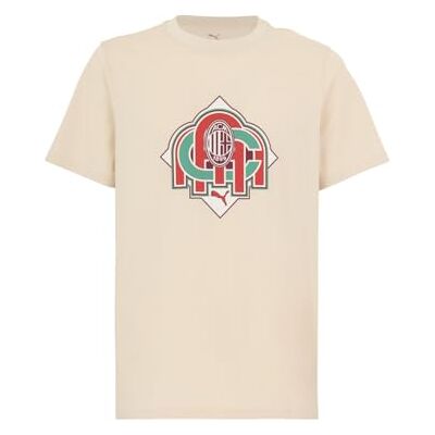 A.C. Milan FtblCulture T-shirt med Puma-logotyp, officiell produkt, vuxen, beige, XL A.C. Milan FtblCulture T-shirt med Puma-logotyp, officiell produkt, vuxen, beige, XL
