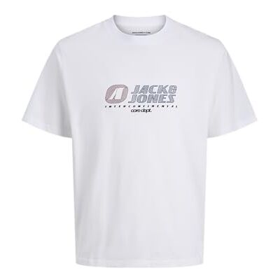 JACK & JONES Jcotier Front Print Tee Ss Crew Neck, Ljus vit, S JACK & JONES Jcotier Front Print Tee Ss Crew Neck, Ljus vit, S