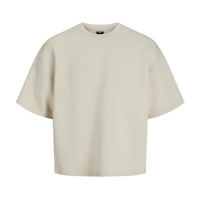 JACK & JONES Jcoretreat Scuba Sweat Ss Crew Neck, Moonbeam, S JACK & JONES Jcoretreat Scuba Sweat Ss Crew Neck, Moonbeam, S