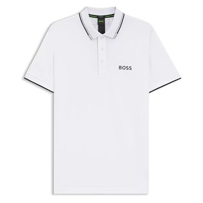 Boss Herr Paddy Pro Contrast-Logo pikétröja i bomullsblandning, Vit 100, XS Boss Herr Paddy Pro Contrast-Logo pikétröja i bomullsblandning, Vit 100, XS
