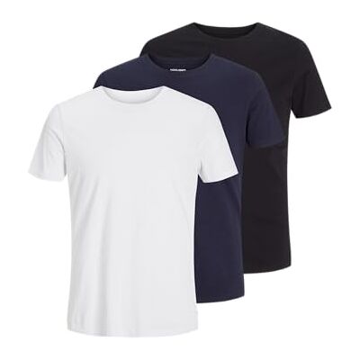 JACK & JONES män organisk basic O-krage lätt rund hals 3-pack t-shirt, Svart 1, XXL JACK & JONES män organisk basic O-krage lätt rund hals 3-pack t-shirt, Svart 1, XXL