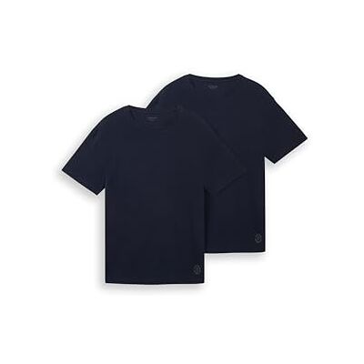 TOM TAILOR Basic T-shirt för män i dubbelpack, 10302 – mörkblå, XL TOM TAILOR Basic T-shirt för män i dubbelpack, 10302 – mörkblå, XL