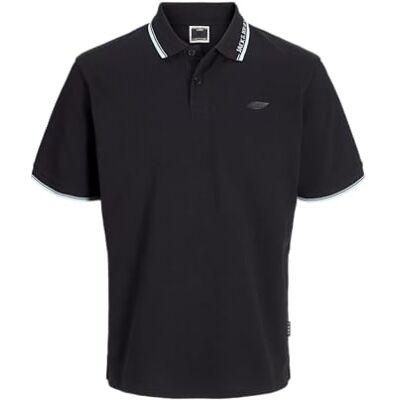 JACK & JONES Jcopacer Jacquard Polo Ss, svart, L JACK & JONES Jcopacer Jacquard Polo Ss, svart, L