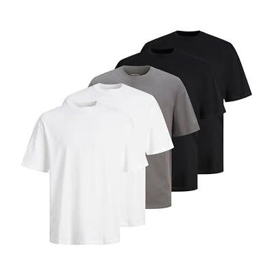 JACK & JONES Jjhugo Loose Tee Ss Crew Neck 5Pk Mp, Vit, XXL JACK & JONES Jjhugo Loose Tee Ss Crew Neck 5Pk Mp, Vit, XXL