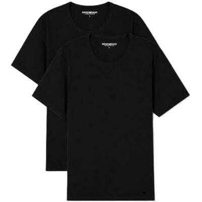 Giorgio Armani Herr ren bomull 2-pack rund hals t-shirt svart M Giorgio Armani Herr ren bomull 2-pack rund hals t-shirt svart M
