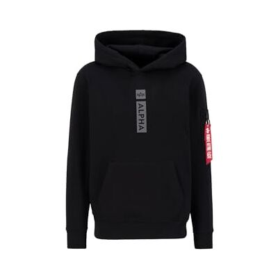 Alpha Industries Alpha Puff Print Hoodie för män, Black, L Alpha Industries Alpha Puff Print Hoodie för män, Black, L