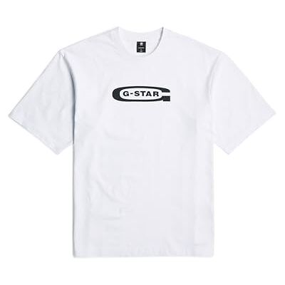 G-STAR RAW Old Skool Logo Boxy Regular Tee, Vit (White D26350-c336-110), XXL G-STAR RAW Old Skool Logo Boxy Regular Tee, Vit (White D26350-c336-110), XXL
