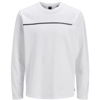 JACK & JONES Herr Jcofusion Full Branding Tee Ls Crew Neck, Ljus vit, S JACK & JONES Herr Jcofusion Full Branding Tee Ls Crew Neck, Ljus vit, S