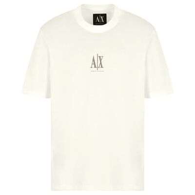 Giorgio Armani Ikon projekt för män, broderad logotyp, t-shirt, vit, XS, Benvit, XS Giorgio Armani Ikon projekt för män, broderad logotyp, t-shirt, vit, XS, Benvit, XS