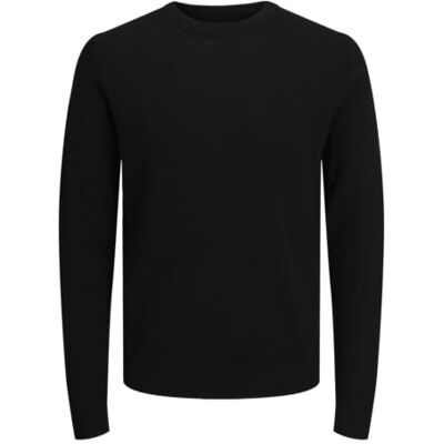 JACK & JONES Herr Jprccmark Merino stickad rund hals Noos jumper, Svart, M JACK & JONES Herr Jprccmark Merino stickad rund hals Noos jumper, Svart, M