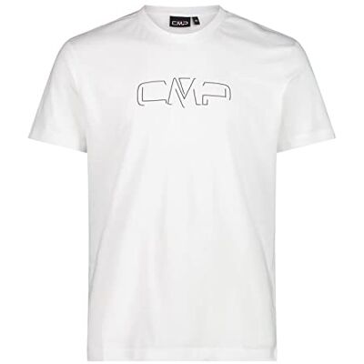 CMP Stretch T-shirt för män med bomullslogotyp Art.32d8147p, Vit-b.blå, 44 CMP Stretch T-shirt för män med bomullslogotyp Art.32d8147p, Vit-b.blå, 44
