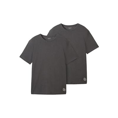 TOM TAILOR Basic T-shirt för män i dubbelpack, 11086 – Mörkgrå melerad, L TOM TAILOR Basic T-shirt för män i dubbelpack, 11086 – Mörkgrå melerad, L