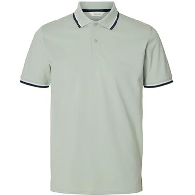 SELECTED MEN Ss Polo Ss Polo, Aqua Gray, S SELECTED MEN Ss Polo Ss Polo, Aqua Gray, S