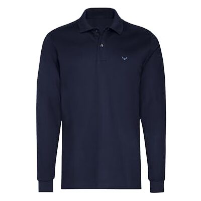 Trigema Långärmad pikétröja med manschetter, marinblå, 3XL Trigema Långärmad pikétröja med manschetter, marinblå, 3XL