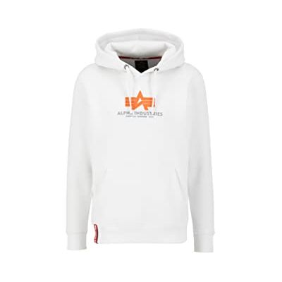 Alpha Industries Basic Hoody Huvtröja i gummi för män White Alpha Industries Basic Hoody Huvtröja i gummi för män White