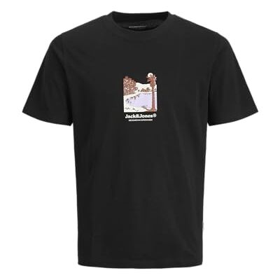 JACK & JONES Jorsplit Graphic Front Tee Ss Crew Neck, svart, M JACK & JONES Jorsplit Graphic Front Tee Ss Crew Neck, svart, M