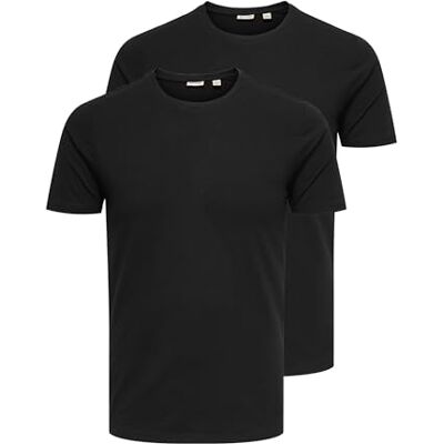 Only & Sons Basic Slim T-shirt 2-pack, svart, S Only & Sons Basic Slim T-shirt 2-pack, svart, S