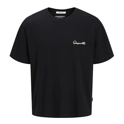 JACK & JONES T-shirt med tryck för män, svart, S JACK & JONES T-shirt med tryck för män, svart, S