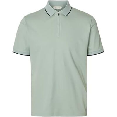 SELECTED MEN SELECTED Män Slhfave Sport Zip Ss Polo Noos, Aqua Gray, L SELECTED MEN SELECTED Män Slhfave Sport Zip Ss Polo Noos, Aqua Gray, L