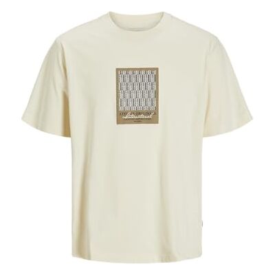 JACK & JONES Jorislington Aop Front Tee Ss Crew Neck, Antik vit, S JACK & JONES Jorislington Aop Front Tee Ss Crew Neck, Antik vit, S