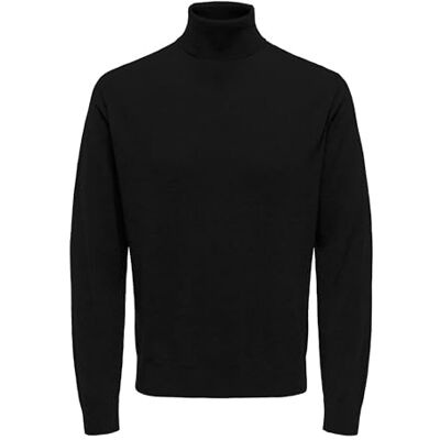 Only & Sons Onsloui Reg 12 Mel Roll Knit Noos, svart, XS Only & Sons Onsloui Reg 12 Mel Roll Knit Noos, svart, XS