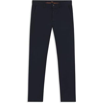 Boss Chino slim fit chinos för män i stretch-bomullssatin, Mörkblå 404, 29W x 32L Boss Chino slim fit chinos för män i stretch-bomullssatin, Mörkblå 404, 29W x 32L