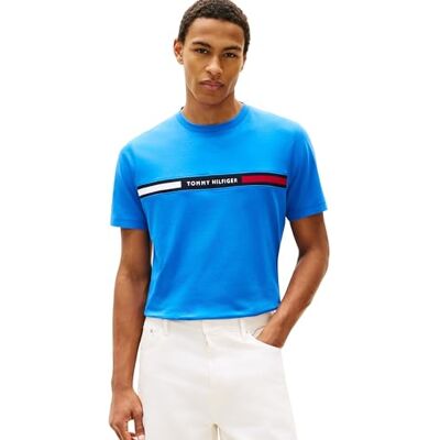Tommy Hilfiger Hilfiger Chest Insert tee Mw0mw36498 T-shirt S/S, blå (Blue Orbit), S för män Tommy Hilfiger Hilfiger Chest Insert tee Mw0mw36498 T-shirt S/S, blå (Blue Orbit), S för män