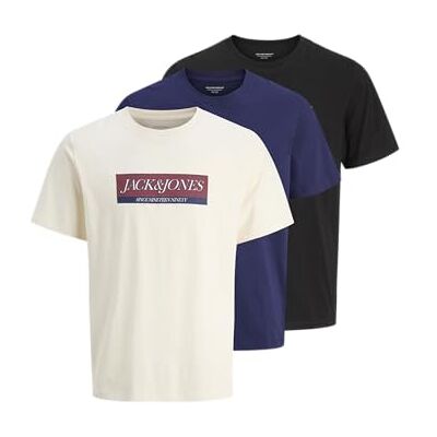 JACK & JONES Jorinwood Block branding Tee Ss Cn3Pk Mp, Ocean Cavern, XXL JACK & JONES Jorinwood Block branding Tee Ss Cn3Pk Mp, Ocean Cavern, XXL