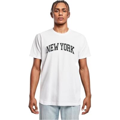 T-shirt för män, NY Wording Tee, avslappnad herr-t-shirt med tryck, 100% bomull, storlekar XS – 5XL, Vit, XS T-shirt för män, NY Wording Tee, avslappnad herr-t-shirt med tryck, 100% bomull, storlekar XS – 5XL, Vit, XS