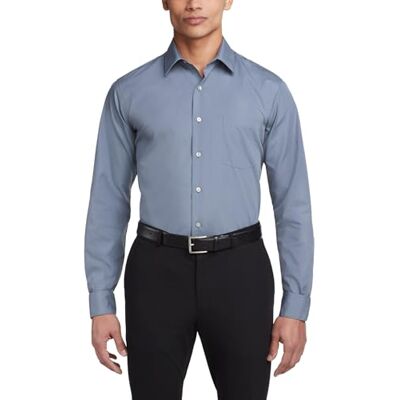 Van Heusen herrklänning skjorta anpassad poplin solid, Grå, 15.5 Neck / 32-33 Sleeve Van Heusen herrklänning skjorta anpassad poplin solid, Grå, 15.5 Neck / 32-33 Sleeve