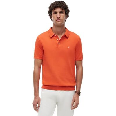 Tommy Hilfiger herr Essential bomull stickad polo Mw0Mw37396, orange, XXL Tommy Hilfiger herr Essential bomull stickad polo Mw0Mw37396, orange, XXL
