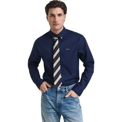 GANT Reg Pinpoint Oxford-skjorta för män, klassisk skjorta, marinblå, 4XL GANT Reg Pinpoint Oxford-skjorta för män, klassisk skjorta, marinblå, 4XL