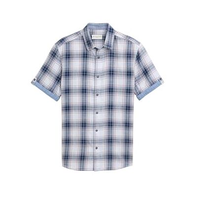 TOM TAILOR herrskjorta, 37316 – vit blå indigo kontroll, L TOM TAILOR herrskjorta, 37316 – vit blå indigo kontroll, L