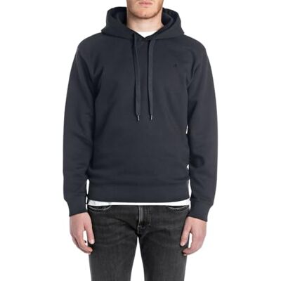 Replay Basic Huvtröja för män, 067 Night Blue, XS Replay Basic Huvtröja för män, 067 Night Blue, XS