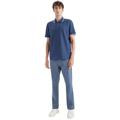 DeFacto Basic pikétröja för män – klassisk t-shirt för män, indigo, M DeFacto Basic pikétröja för män – klassisk t-shirt för män, indigo, M