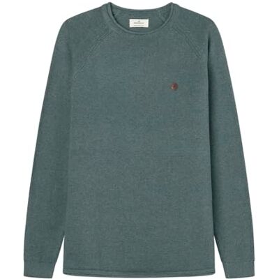 Springfield Gg7 Basic Pullover med PU-logotyp, blå, S Springfield Gg7 Basic Pullover med PU-logotyp, blå, S